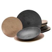 Jedilni Servis Catania Mix, 12-Delni - antracit/peščene barve, Basics, keramika - Creatable