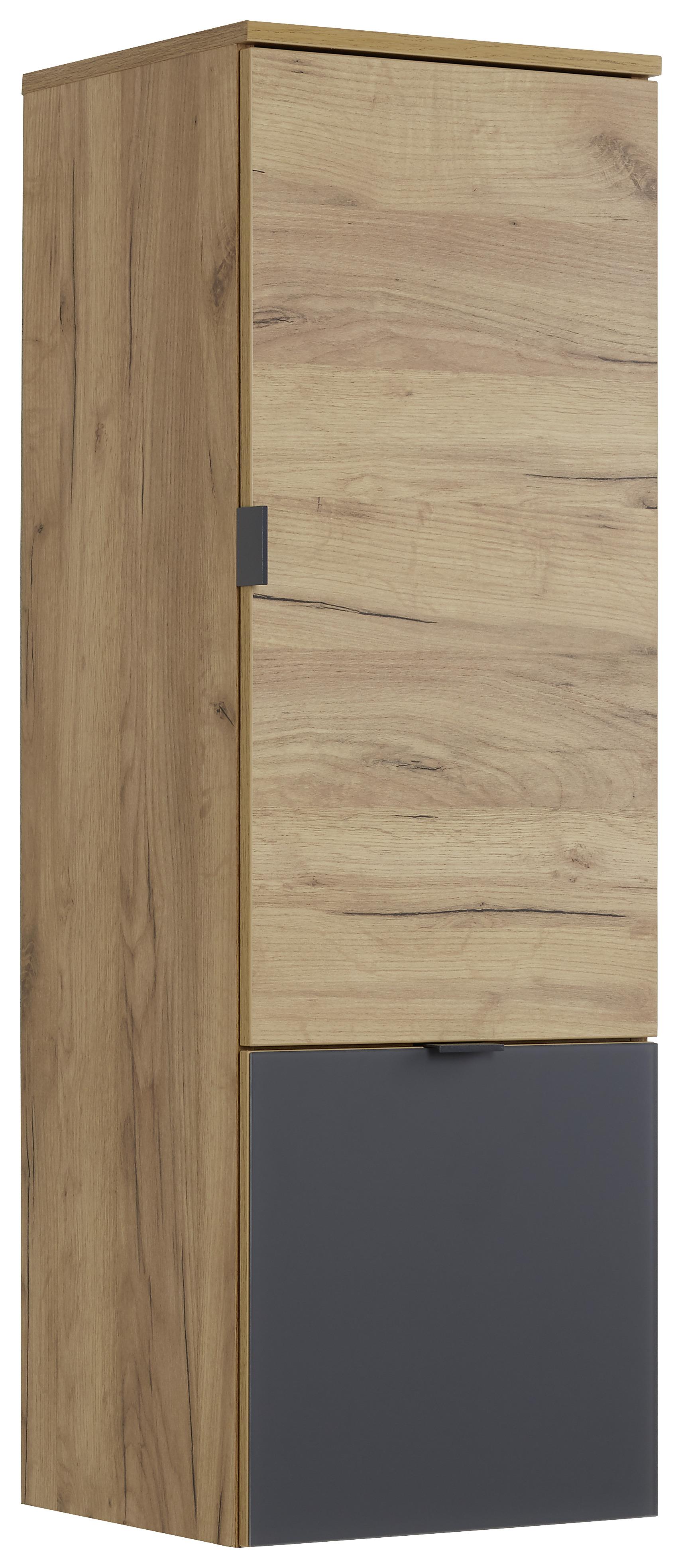 Hängeschrank in Graphitfarben - Eichefarben/Graphitfarben, Modern, Glas/Holzwerkstoff (36/108/35cm) - Premium Living