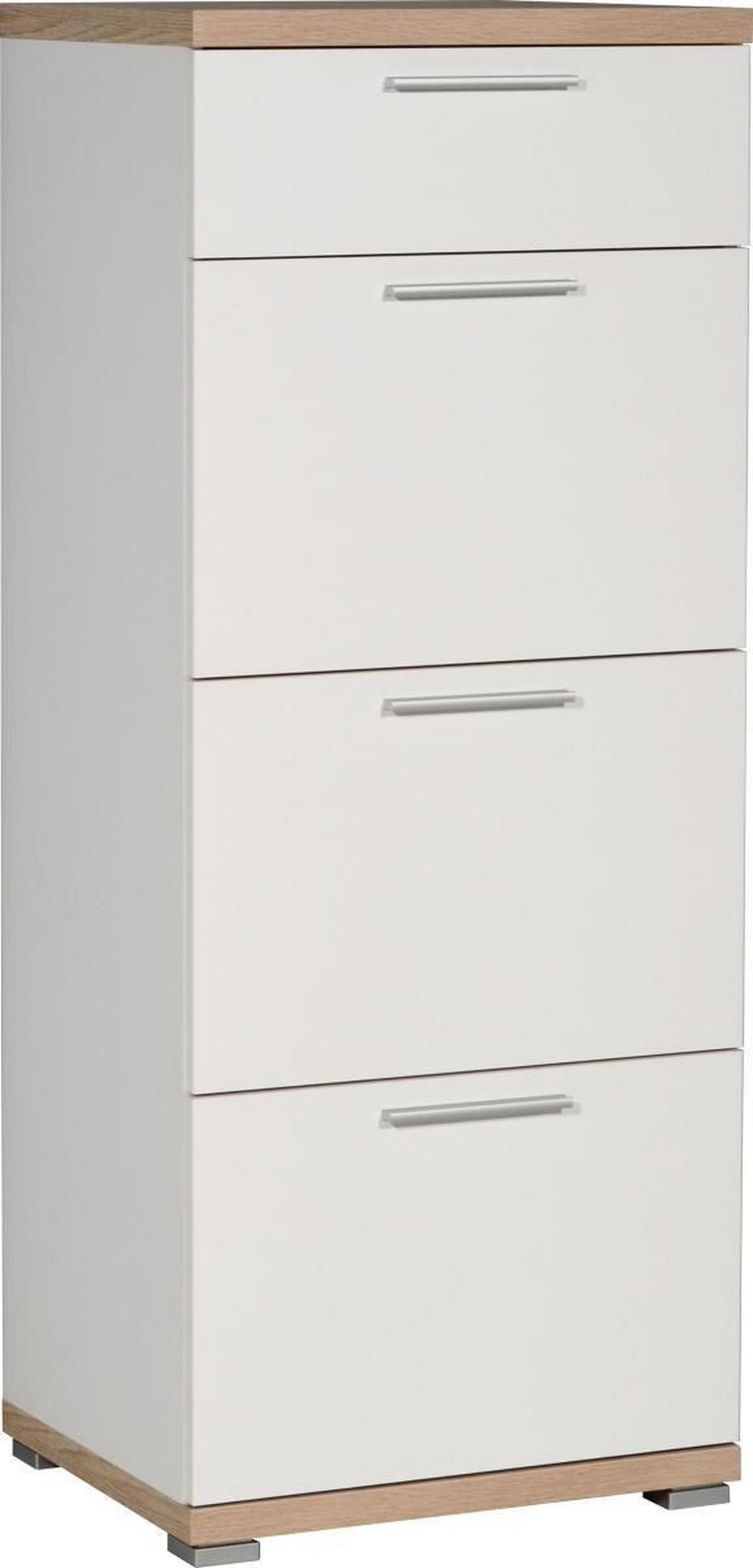 Kommode in Eichefarben/Weiß - Alufarben/Weiß, MODERN, Holzwerkstoff/Metall (48/120/40cm) - Mömax