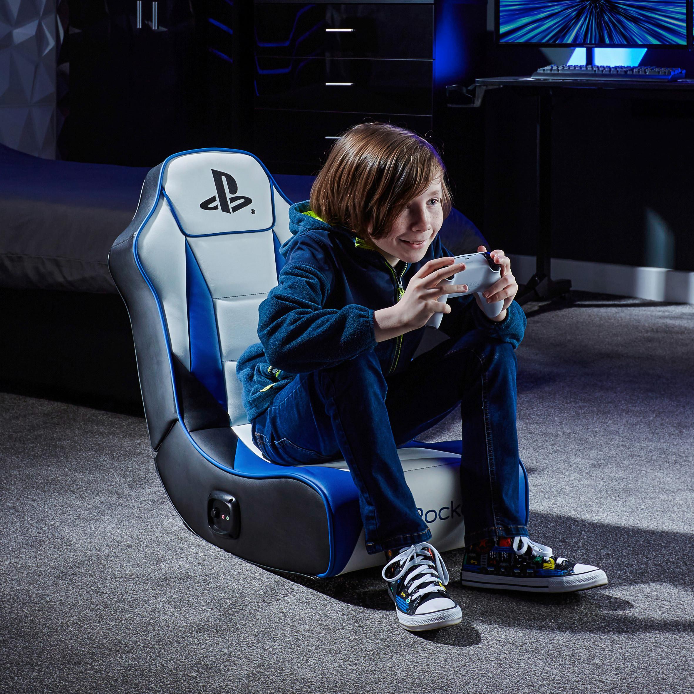Gamingsessel Playstation ca. 42x68x74cm Weiß/Blau/Schwarz - Blau/Schwarz, MODERN, Leder/Holzwerkstoff (42/68/74cm) - X Rocker