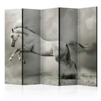 Paravan Wild Stallion I, 5-Delni, Dvostranski - bela/bež, Basics, tekstil/les (225/172/3cm) - artgeist