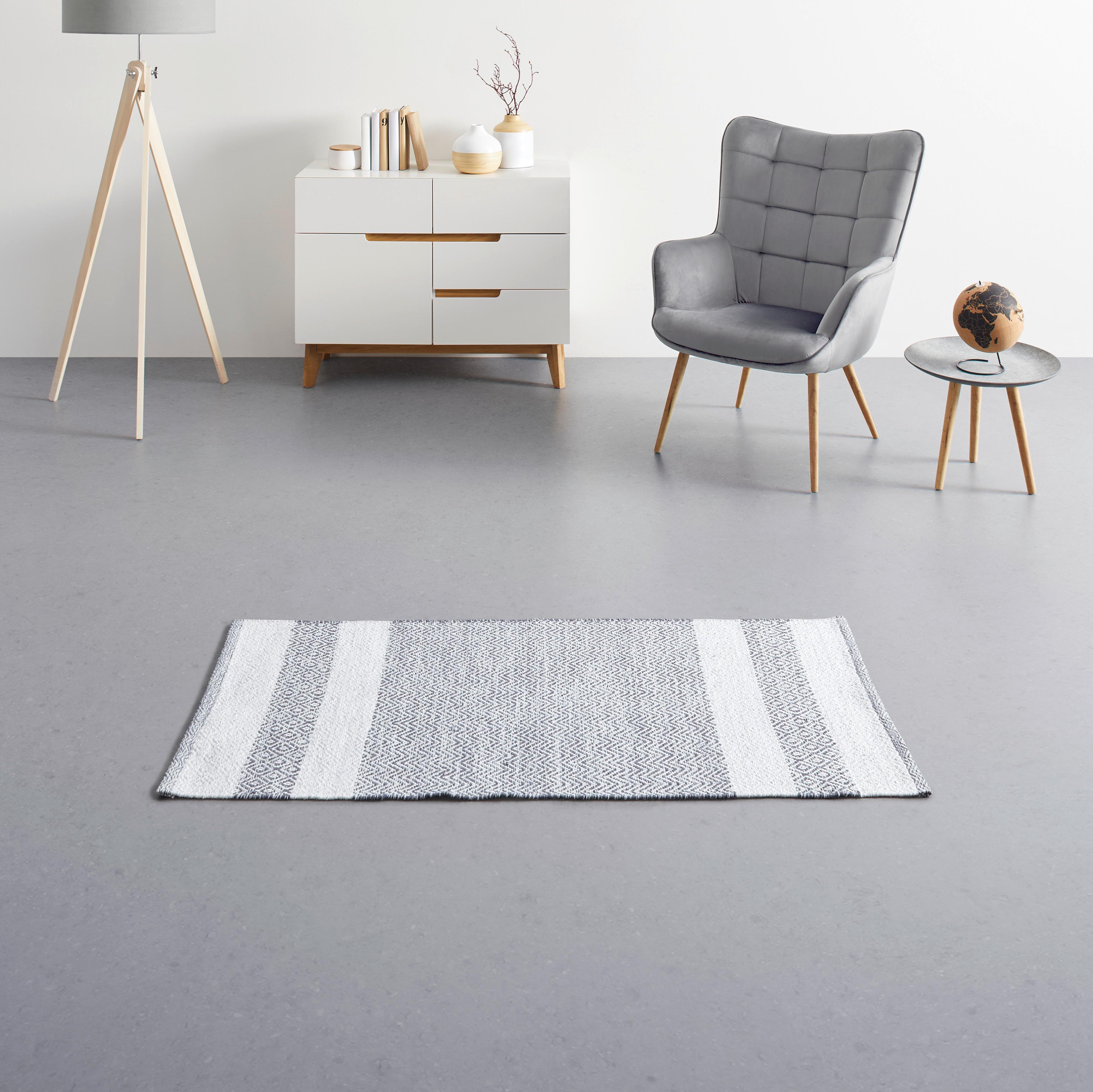 Handwebteppich Elisa in Hellgrau ca. 80x150cm - Hellgrau, MODERN, Textil (80/150cm) - Modern Living