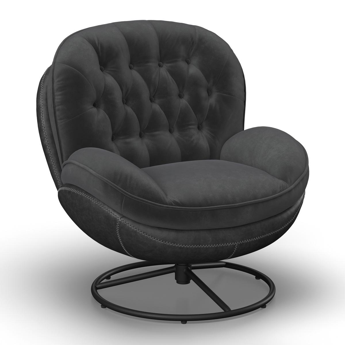 Relax Fotel Lábtartóval Essy - sötétszürke, Modern, textil/fém (83/84,5/86cm) - Bessagi Home