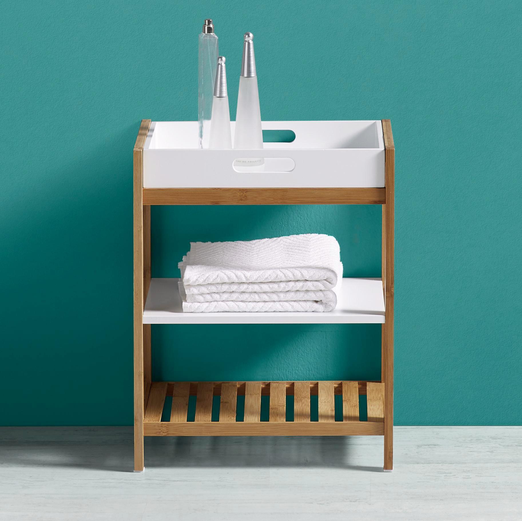 Regal in Buchefarben/Weiß 'Mirella' - Buchefarben/Weiß, MODERN, Holz (40/50/30cm) - Bessagi Home