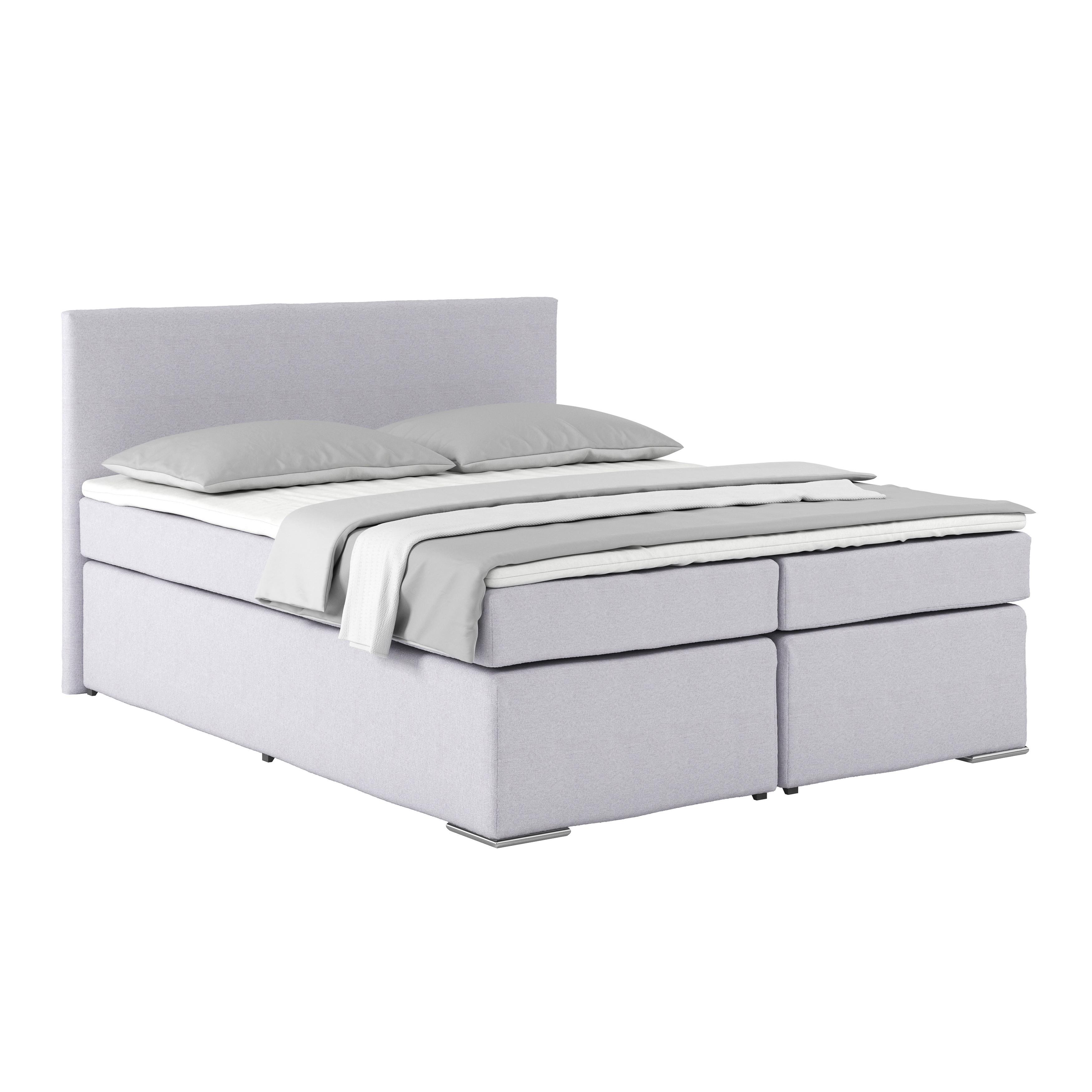 Boxspring Krevet Nero - svijetlo siva/boje kroma, Konventionell, tekstil/metal (160/200cm)