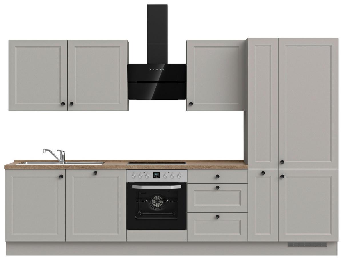 Küchenblock Cascada High m. Geräten Grau - Eiche dunkel/Schwarz, MODERN, Holzwerkstoff/Metall (330cm) - Nobilia