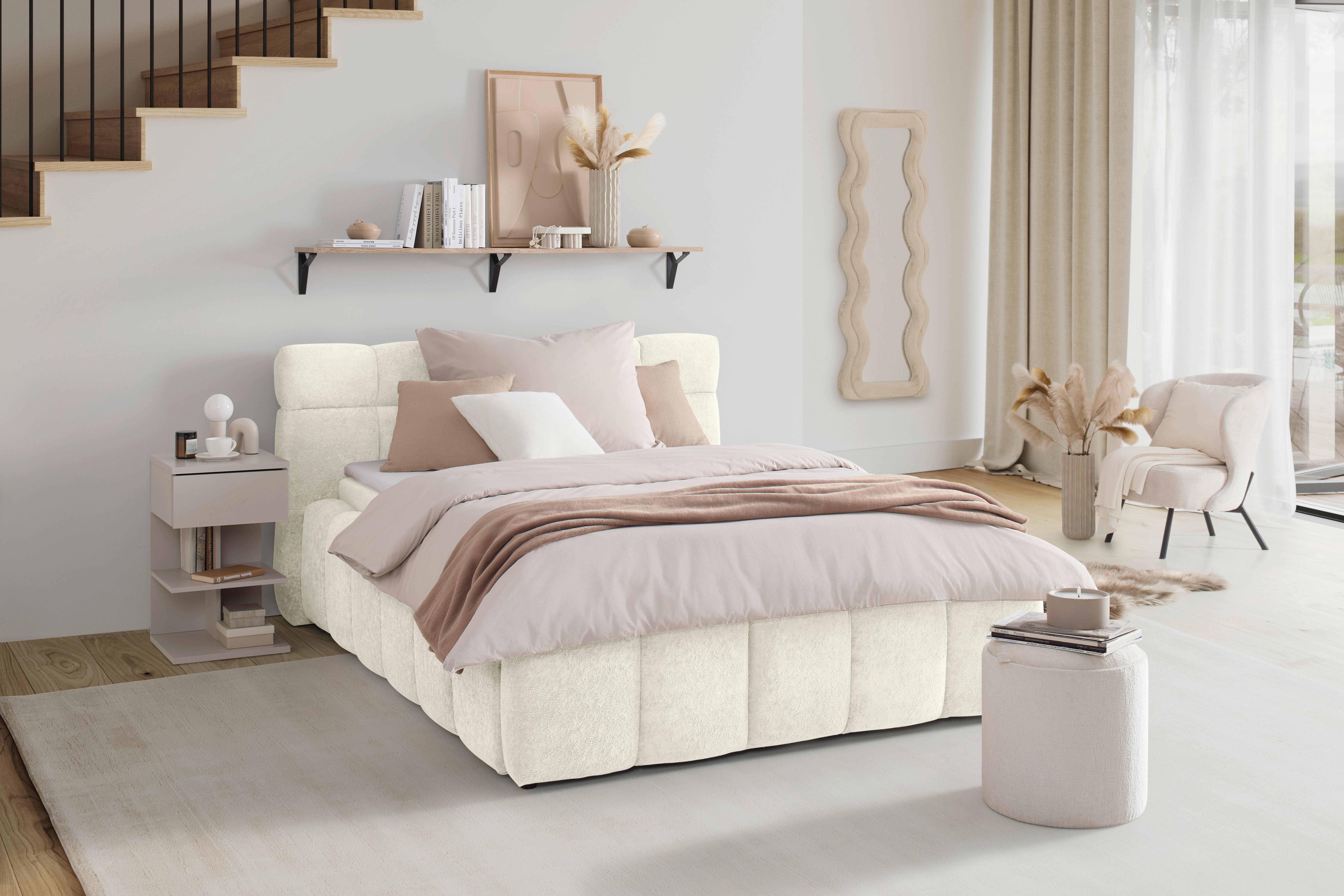 Polsterbett Monte Beige ca. 140x200cm - Beige/Schwarz, KONVENTIONELL, Kunststoff/Textil (140/200cm) - Based