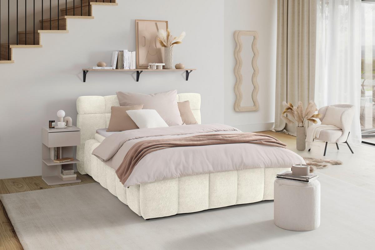 Polsterbett Monte Beige Ca. 120x200cm - Beige/Schwarz, Konventionell, Kunststoff/Textil (120/200cm) - Based