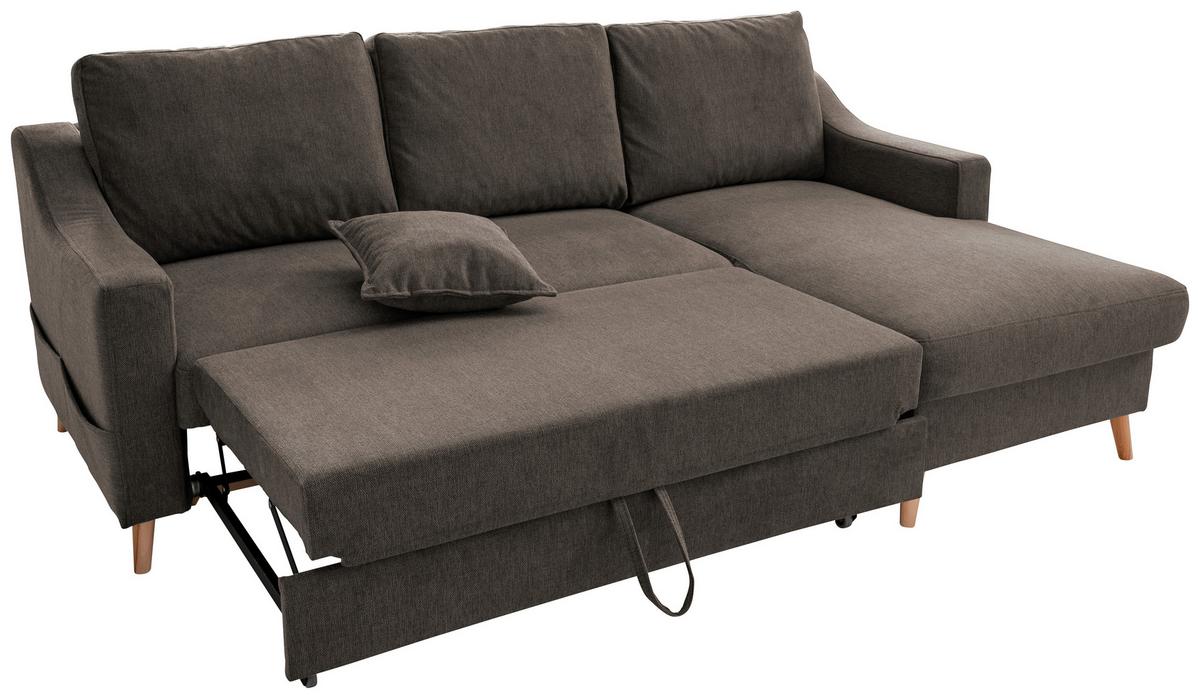 Wohnlandschaft Valentina Braun Struktur - Braun/Naturfarben, KONVENTIONELL, Holz/Textil (228/150cm) - P & B