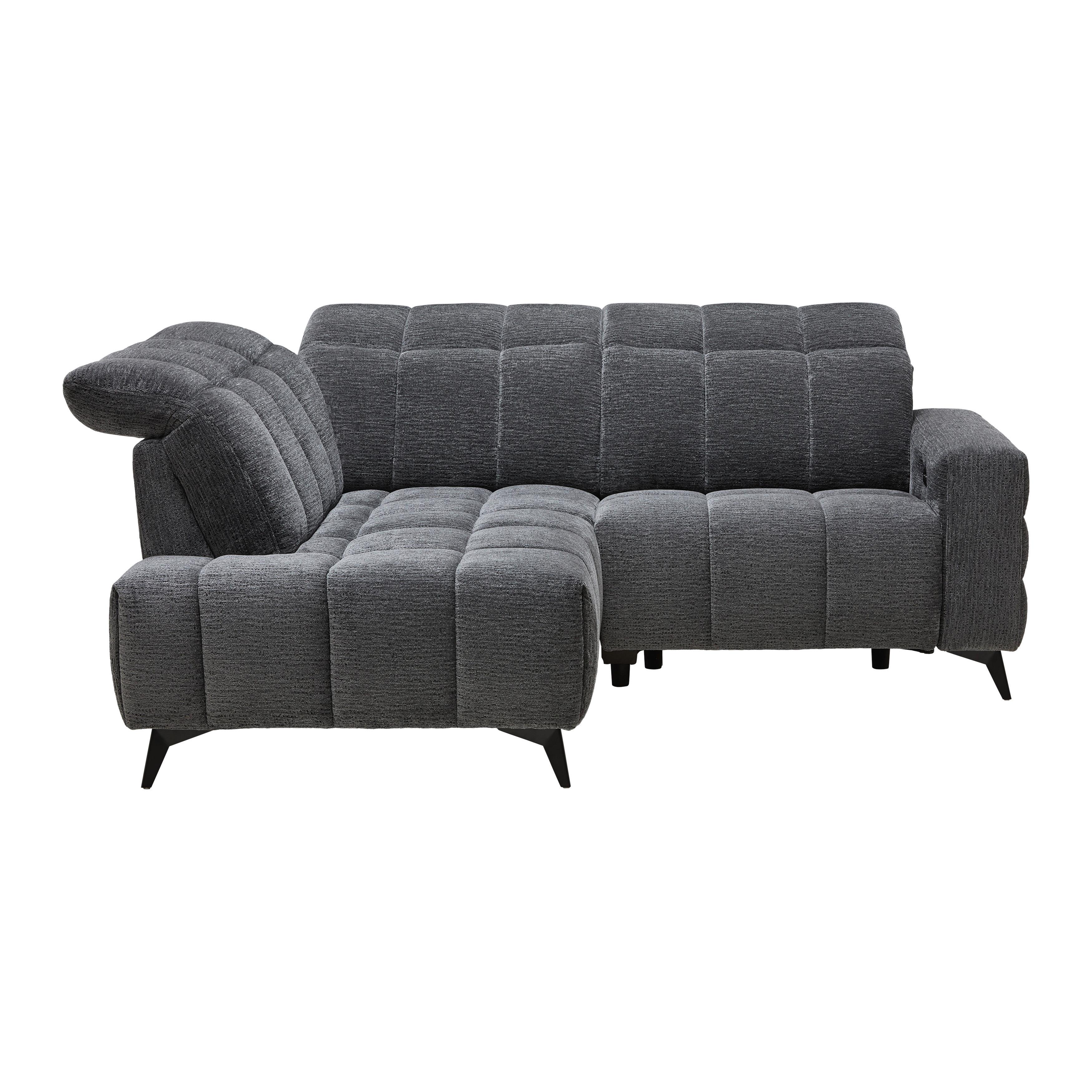 Wohnlandschaft Paris Dunkelgrau ca. 215x85x182cm - Dunkelgrau/Schwarz, KONVENTIONELL, Holz/Textil (215/85/182cm) - Mömax