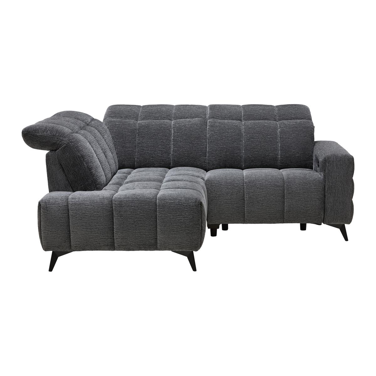 Wohnlandschaft Paris Dunkelgrau ca. 215x85x182cm - Dunkelgrau/Schwarz, KONVENTIONELL, Holz/Textil (215/85/182cm) - Mömax