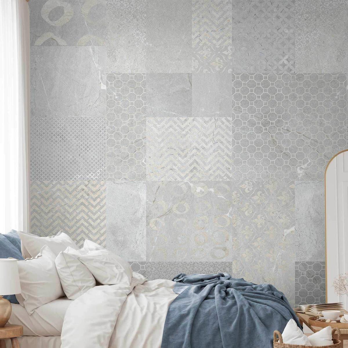 Fototapeta Tiles, 200x140cm - siva/bež, Trendi, tekstil (200/140cm) - artgeist