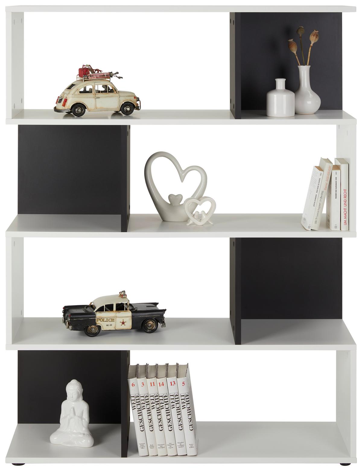 étagère in Grau - Weiss/Schwarz, Modern, Holzwerkstoff/Kunststoff (105/145/33cm) - Mömax