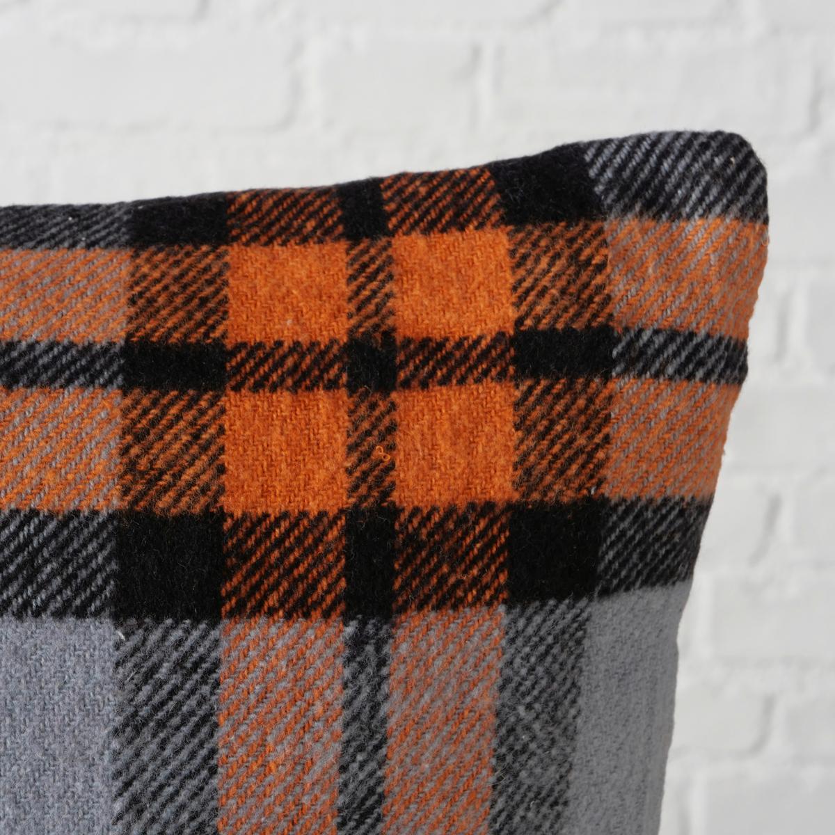 Zierkissen Karo Grau/Orange ca. 45x45cm - Orange/Grau, ROMANTIK / LANDHAUS, Textil (45/45cm)