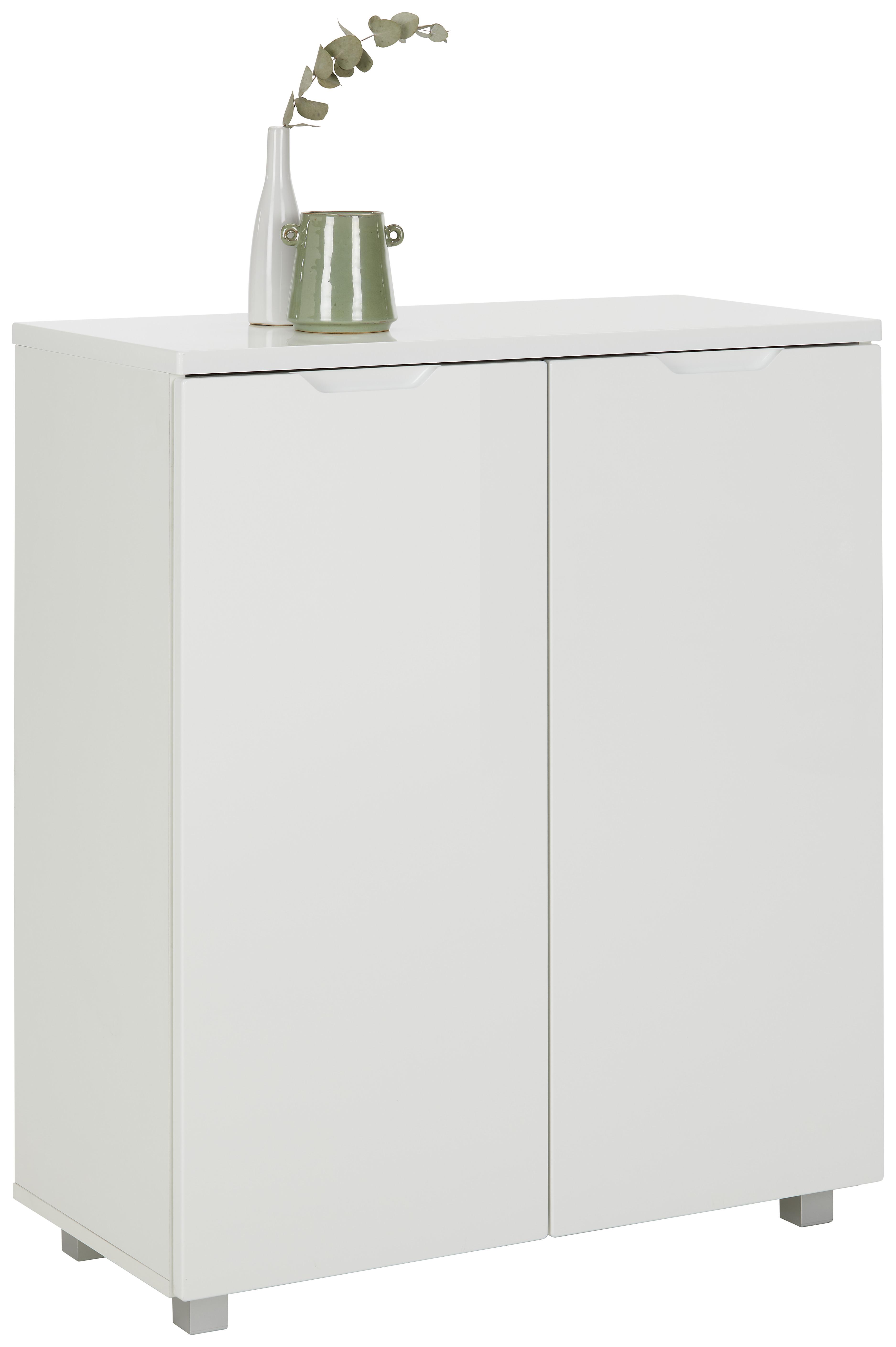 Lowboard in Weiß - Silberfarben/Weiß, MODERN, Holzwerkstoff/Kunststoff (80/90/38cm) - Modern Living