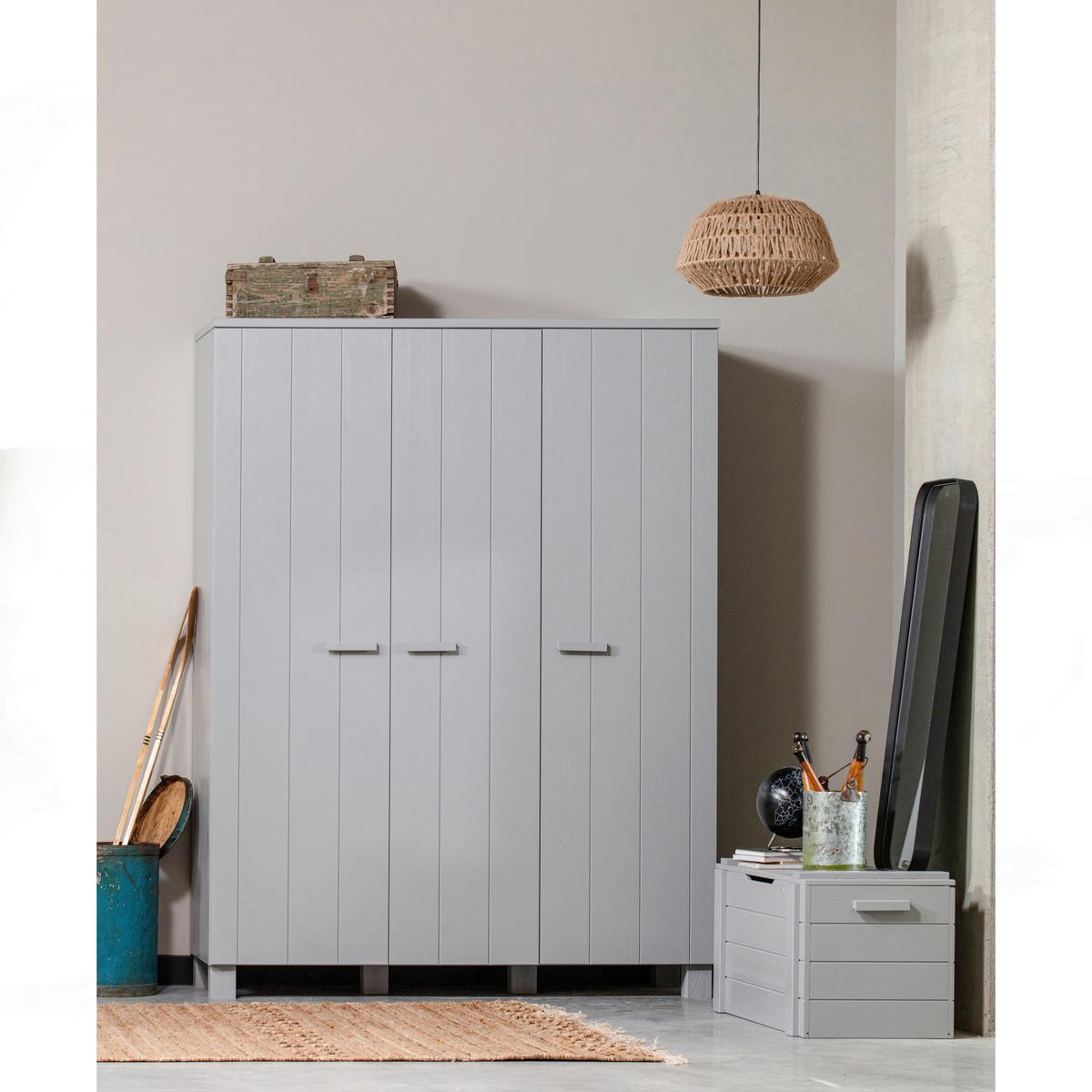 Garderobenschrank Dennis Grau - Grau, Design, Holz/Holzwerkstoff (158/202/55cm) - Livetastic