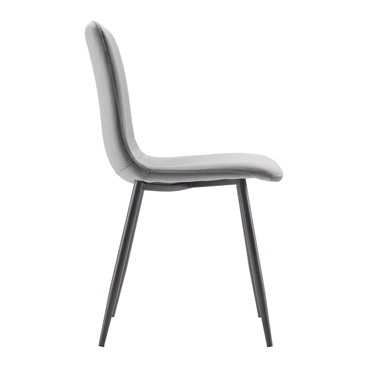 Stuhl "Elif", Samtbezug, grau, Gepolstert - Dunkelgrau/Grau, MODERN, Textil/Metall (43/86/54,5cm) - Bessagi Home