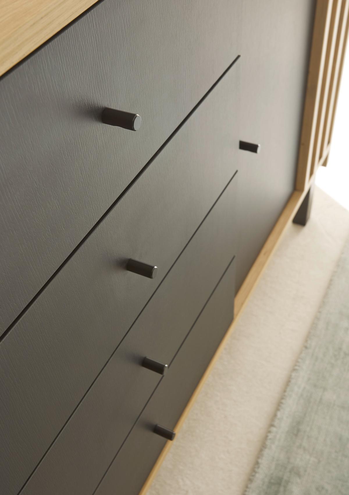 Sideboard Volano in Schwarz/Eiche Artisan - Schwarz/Eiche Artisan, Modern, Holzwerkstoff/Kunststoff (155/84/39cm) - Carryhome