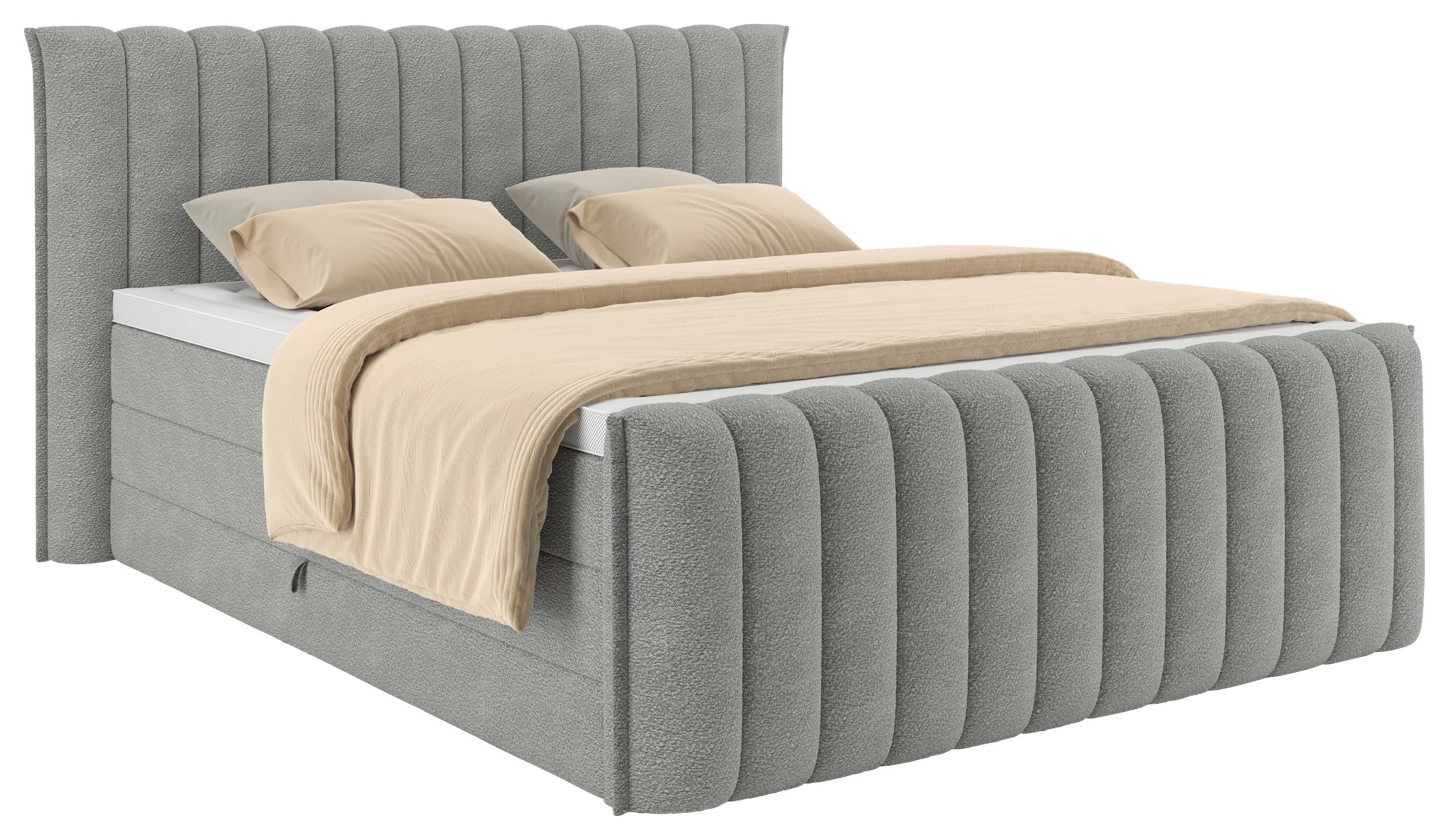 Boxspringbett Grau Ca. 180x200cm - Grau, Konventionell, Holz/Holzwerkstoff (180/200cm) - Premium Living
