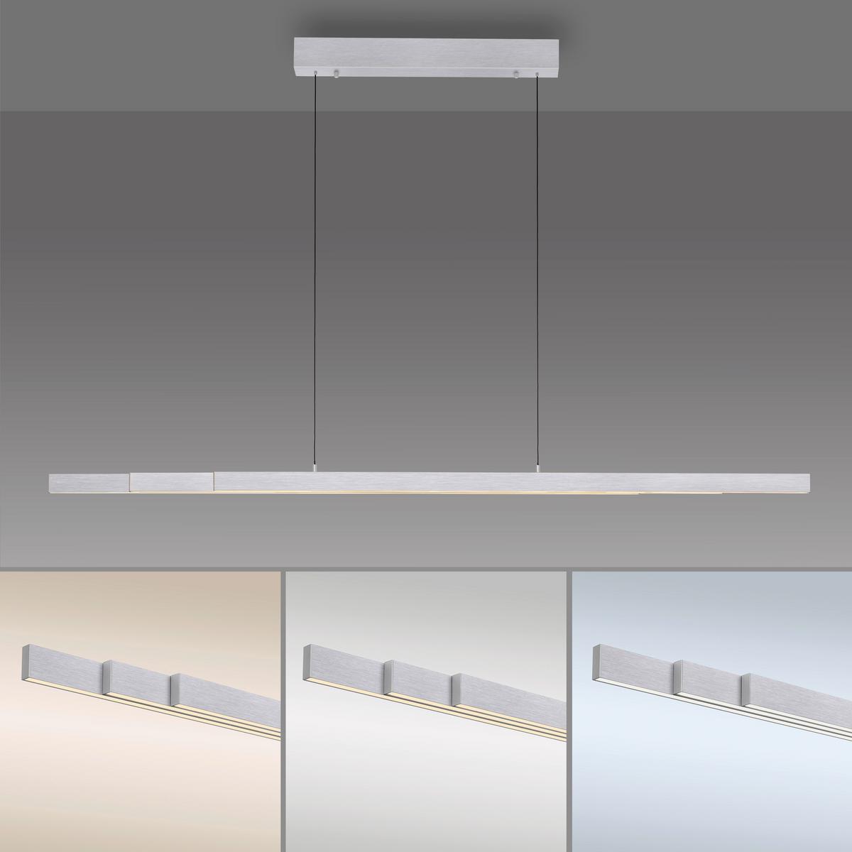 LAMPA WISZĄCA LED 2598-95 ADRIANA - kolor aluminiowy, Design, tworzywo sztuczne/metal (179/55/150cm) - Paul Neuhaus