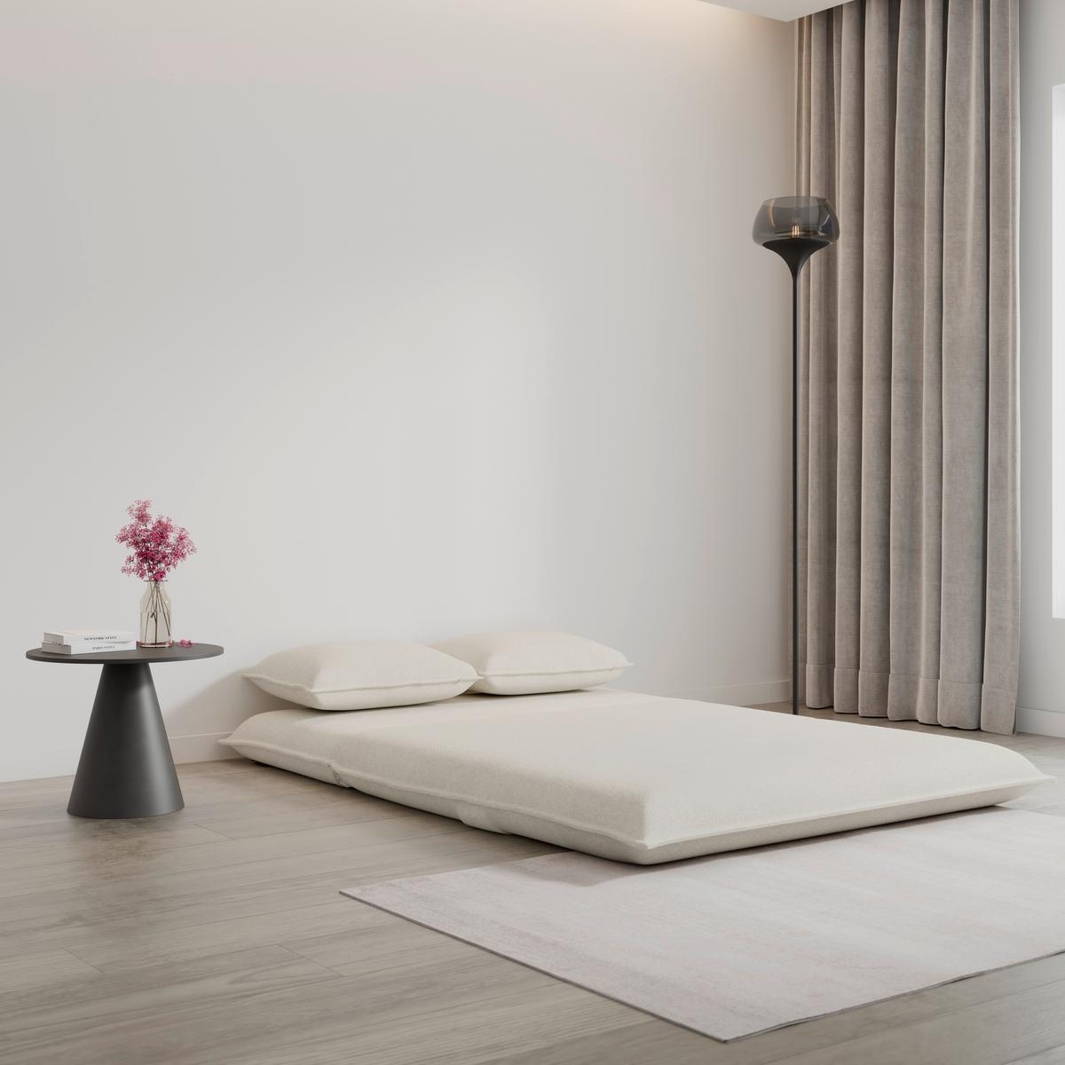 Schlafsofa Macy Bouclé Weiß - Weiß, MODERN, Textil/Metall (140/35/63cm) - Bessagi Home