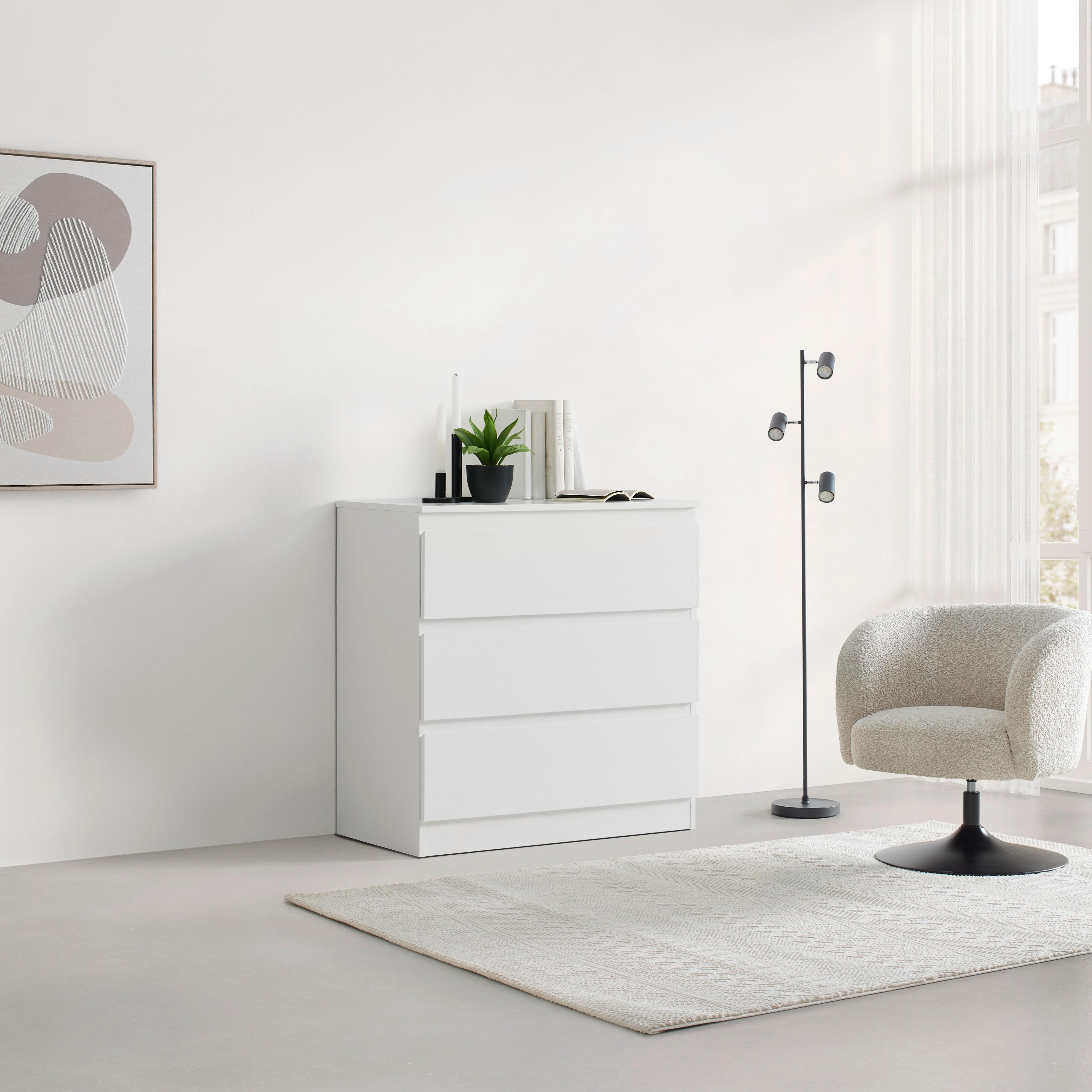 Komoda Mara - bijela/srebrne boje, Konvencionalno, drvni materijal/plastika (77/80/42cm) - Modern Living