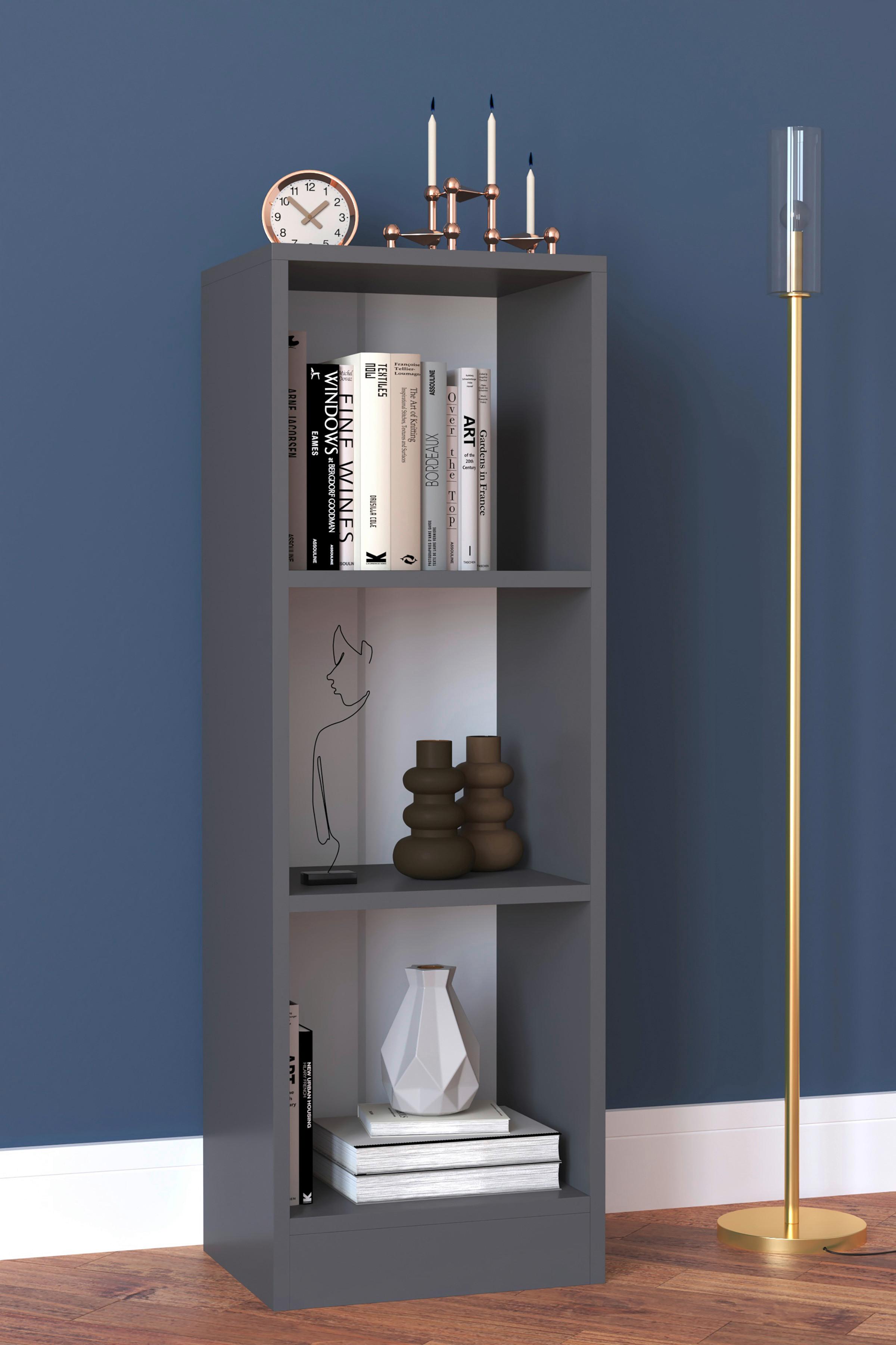 Regal Dilos, Siva - antracit, Moderno, leseni material (38/114/30cm) - MID.YOU