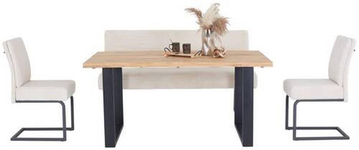 Jedilna Miza Wood, Hrast, Masivno, 160x90 - črna/naravne barve, Konvencionalno, kovina/les (160/75/90cm) - James Wood