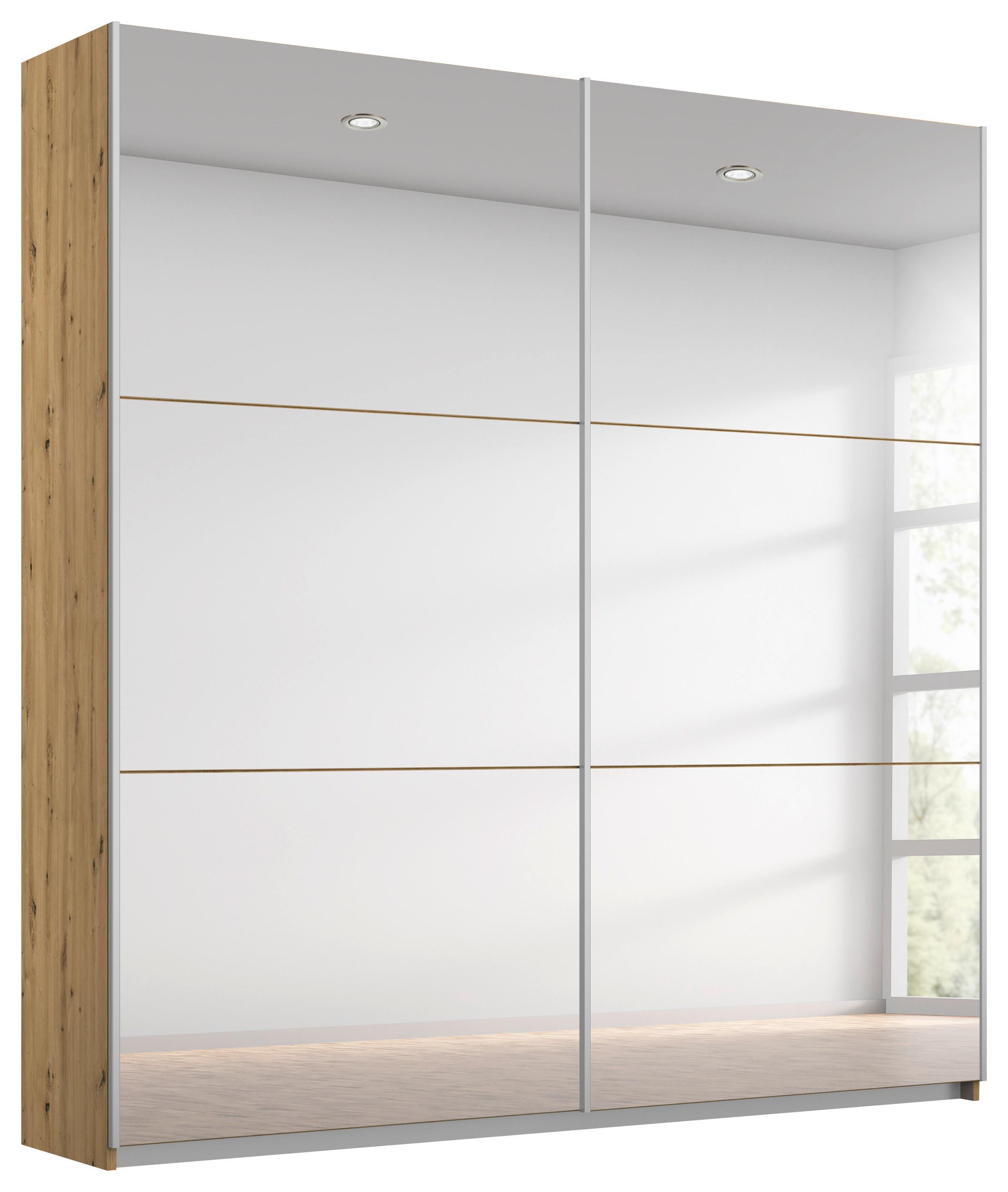 Ormar S Kliznim Vratima Reflect - srebrne boje/hrast Artisan, Moderno, staklo/drvni materijal (175/210/59cm) - Modern Living
