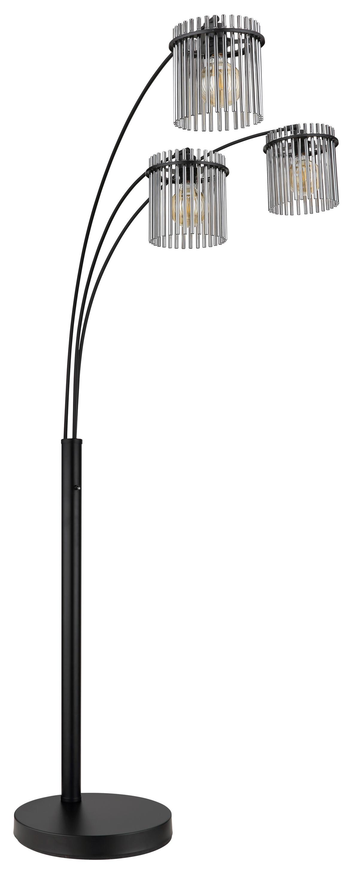 STEHLEUCHTE 15698-3S GORLEY - Schwarz/Grau, Basics, Glas/Kunststoff (100/160/180cm) - Globo