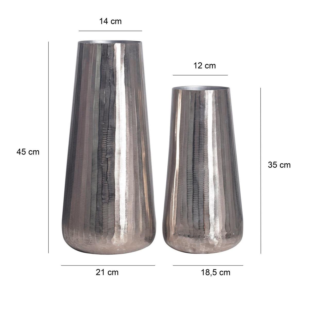 DEKOVASE DEKOVASE 2ER SET SILBER - Silberfarben, Design, Metall (21/45/21cm) - Livetastic