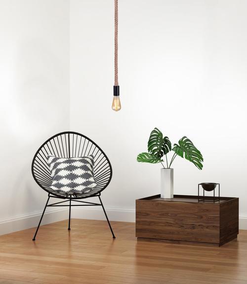 Hängeleuchte Ulleu Braun/Schwarz max. 60 Watt - Schwarz/Braun, Natur, Naturmaterialien/Metall (6/166cm) - Globo