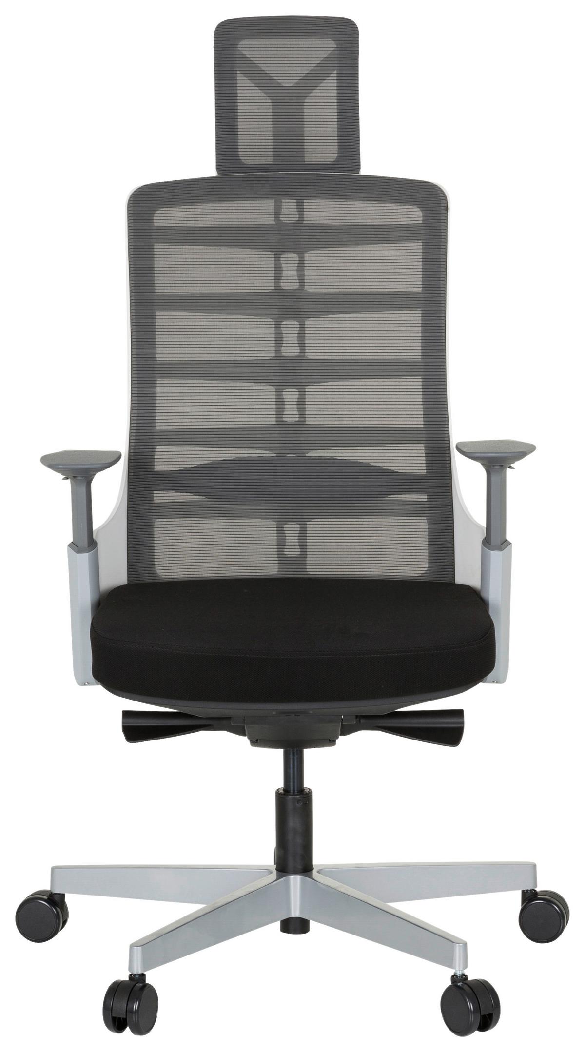 Pisarniški Stol Skarif, Črna, Siva, Bela - siva/črna, Moderno, kovina/umetna masa (64/128/62cm) - MID.YOU