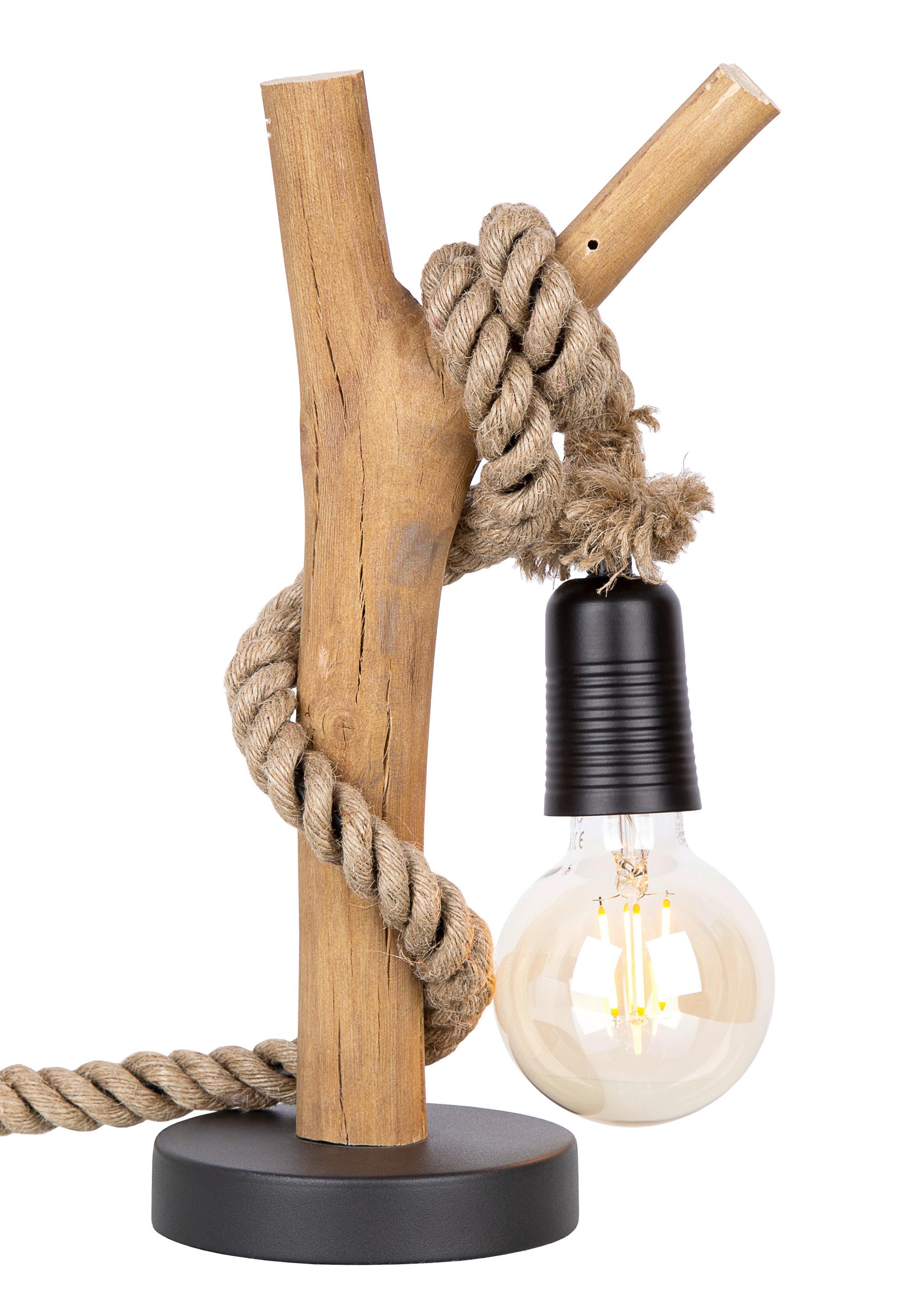 LAMPA STOŁOWA 52060146X NERIDA - kolor dębowy/czarny, Natur, metal/drewno (40cm) - Globo