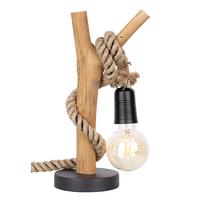 LAMPA STOŁOWA 52060146X NERIDA - kolor dębowy/czarny, Natur, metal/drewno (40cm) - Globo