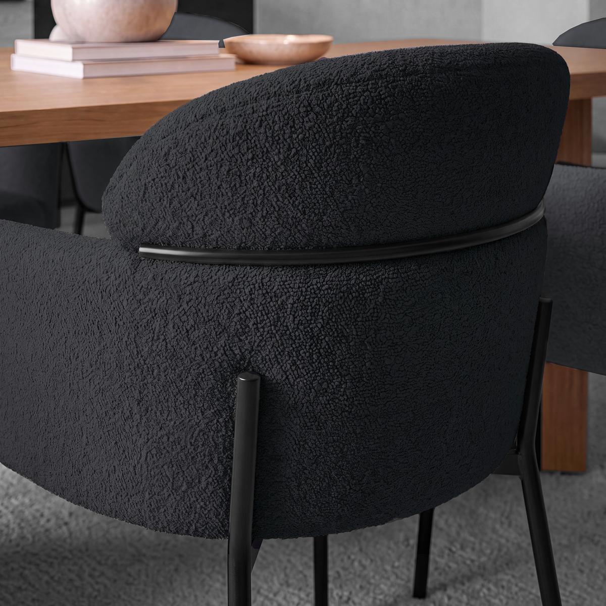 Armlehnstuhl Chloe Schwarz Webstoff Gepolstert - Schwarz, MODERN, Textil/Metall (62/79/59,5cm) - Bessagi Home