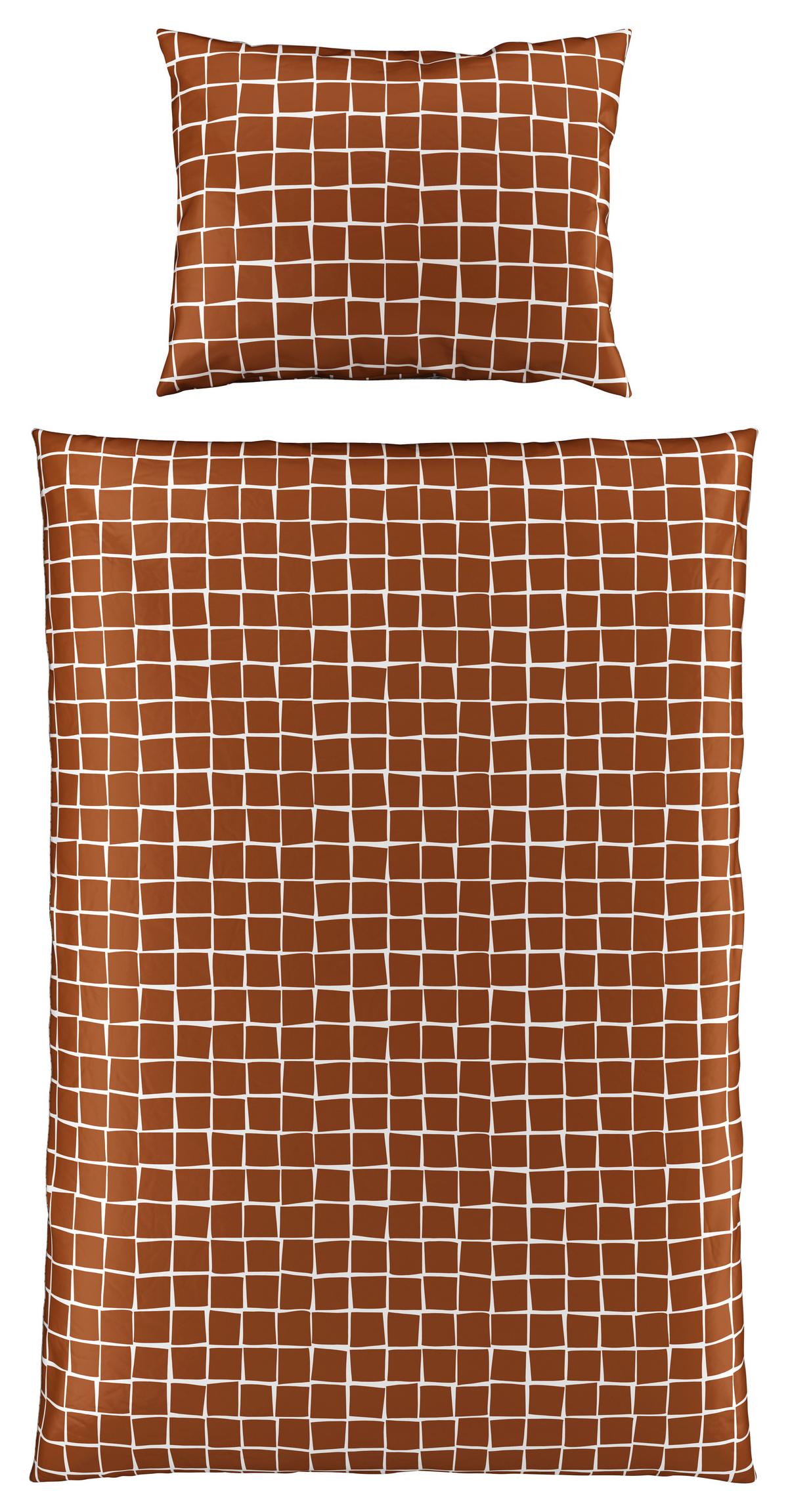 Ágyneműhuzat-garnitúra Square - barna/fehér, Konventionell, textil (140/200cm) - Modern Living