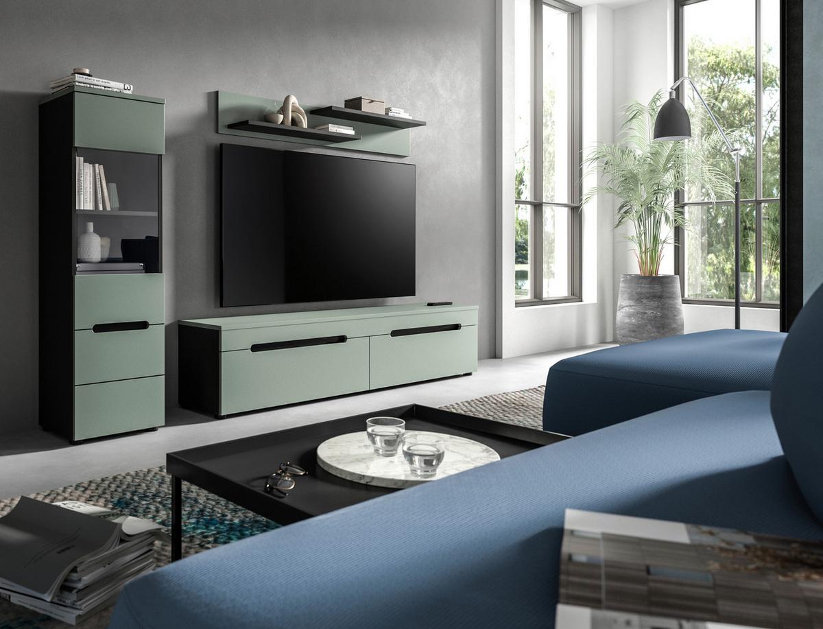 Dnevni Regal Canu, Sivozelena, 3-Delni - črna, Design, umetna masa/leseni material (221/141/33cm) - Livetastic