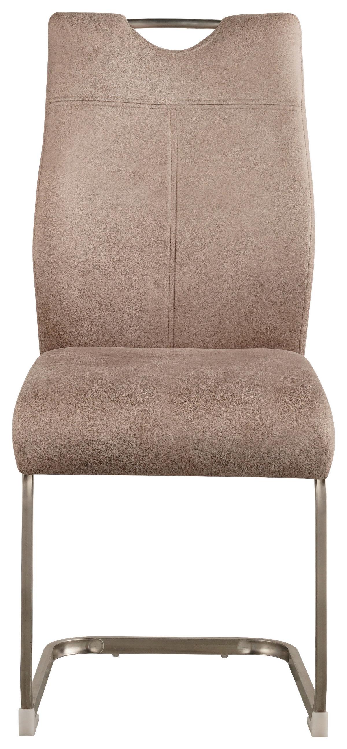 KRZESŁO NA PŁOZIE GUIDO - kolor naturalny/kolor stalowy, Design, metal/tkanina (43/97/57cm) - Carryhome