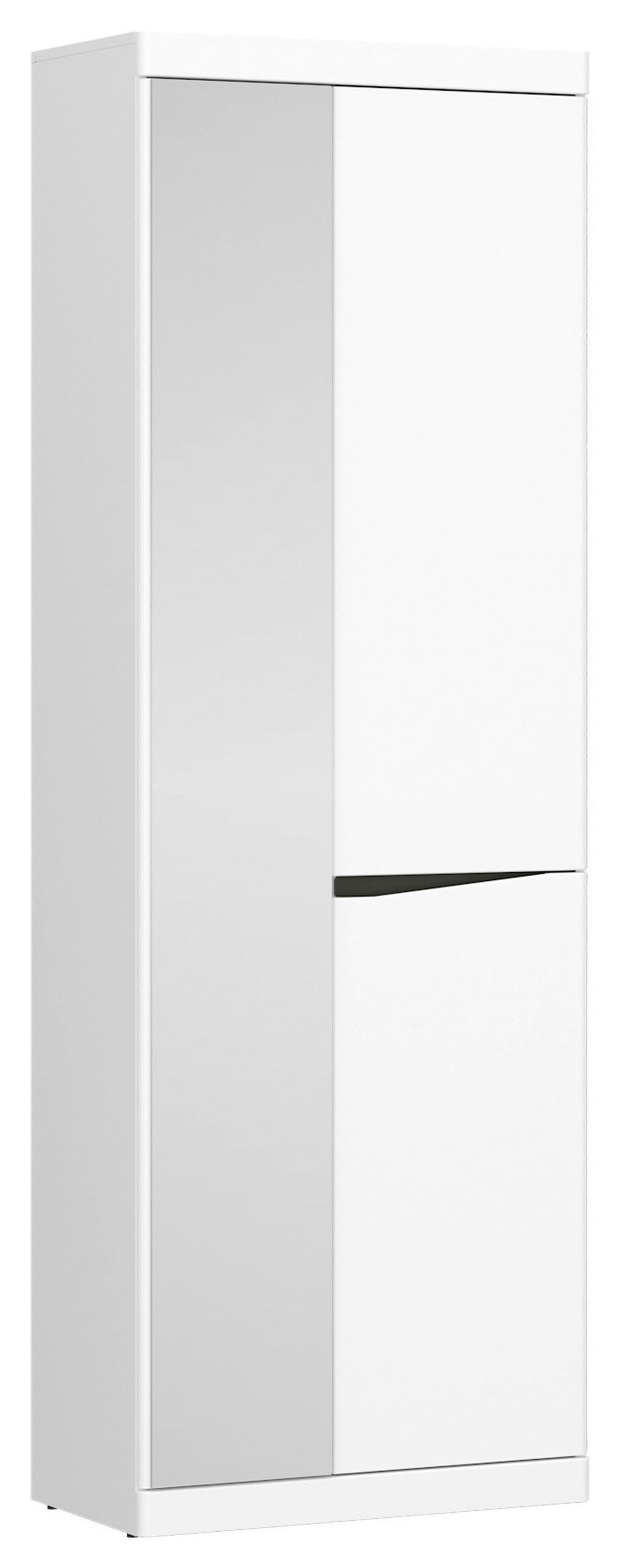 Garderobna Omara Turino Neo, Bela, Temno Siva - temno siva/barve hrasta, Moderno, umetna masa/leseni material (65/196,5/40cm)