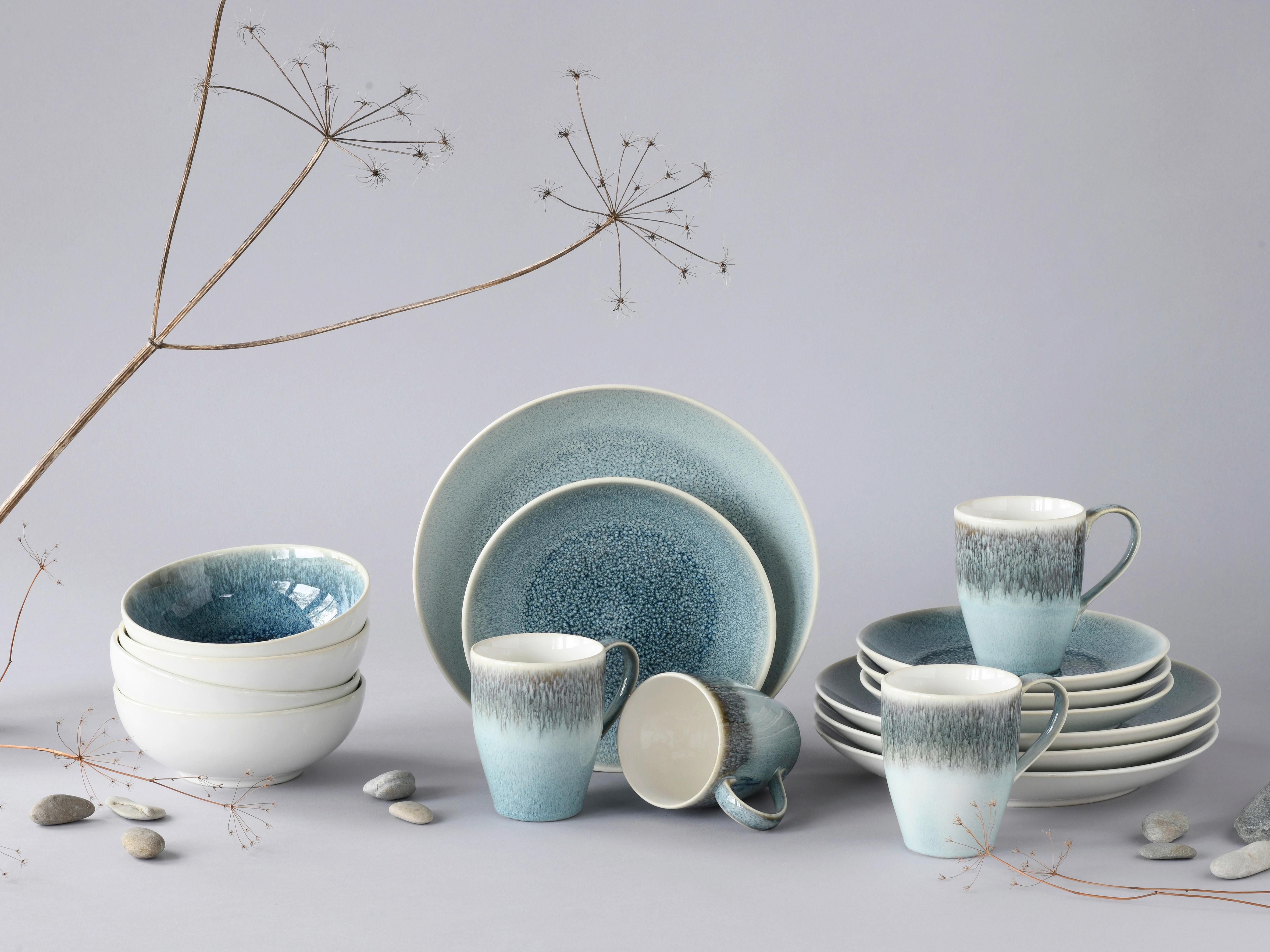 Kombinirani Servis Caldera Eisblau, 16-Delni - svetlo modra/bela, Basics, keramika - Creatable