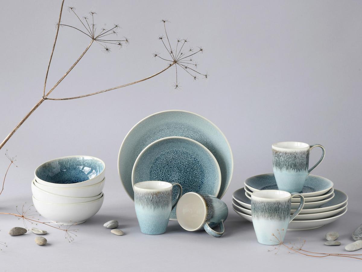Kombinirani Servis Caldera Eisblau, 16-Delni - svetlo modra/bela, Basics, keramika - Creatable