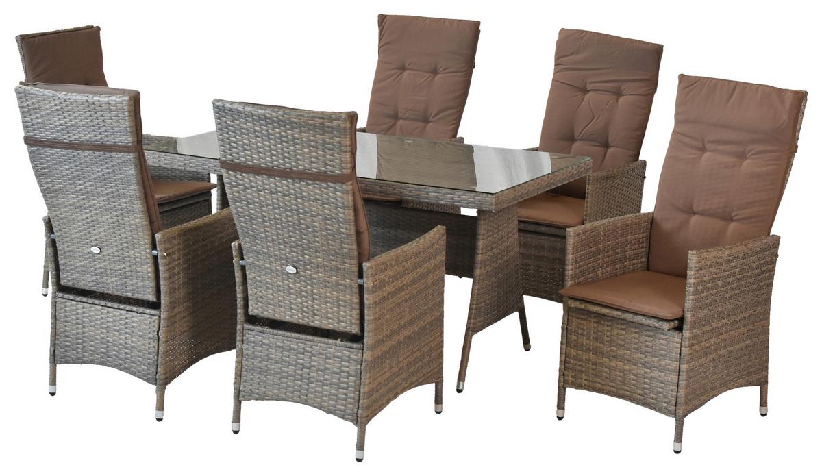 Vrtni Set Valencia, 7-Delni - siva/bež, Moderno, kovina/umetna masa (180/147/183cm) - Gardenson