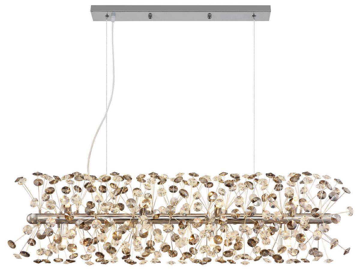 KRISTALL-HÄNGELEUCHTE 64135H4C  KATRINA - Klar/Chromfarben, Lifestyle, Glas/Kunststoff (90/30/150cm) - Globo