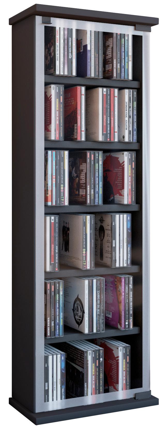 CD-Regal Classic in Schwarz, B: 31 cm - Schwarz, KONVENTIONELL, Glas/Holzwerkstoff (31/92/18cm) - MID.YOU