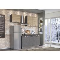 Blok Kuhinja S Aparatima Star - siva/boje hrasta, Moderno, drvni materijal/metal (210/216/60cm) - Mömax