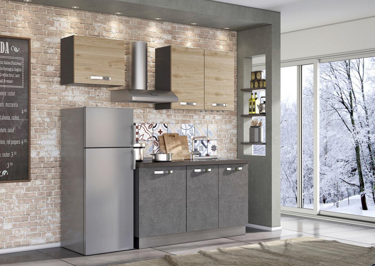 Blok Kuhinja S Aparatima Star - siva/boje hrasta, Moderno, drvni materijal/metal (210/216/60cm) - Mömax