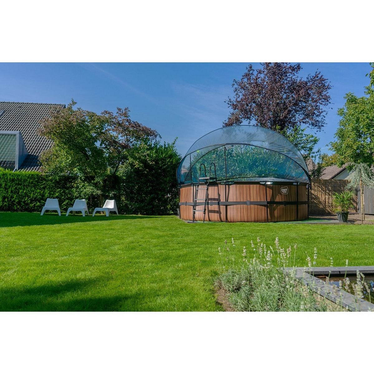 Bazen Exit Wood Pool, Črpalka S Peščenim Filtrom, Ø 427cm - rjava, Konvencionalno, umetna masa (427/122cm) - EXIT Toys