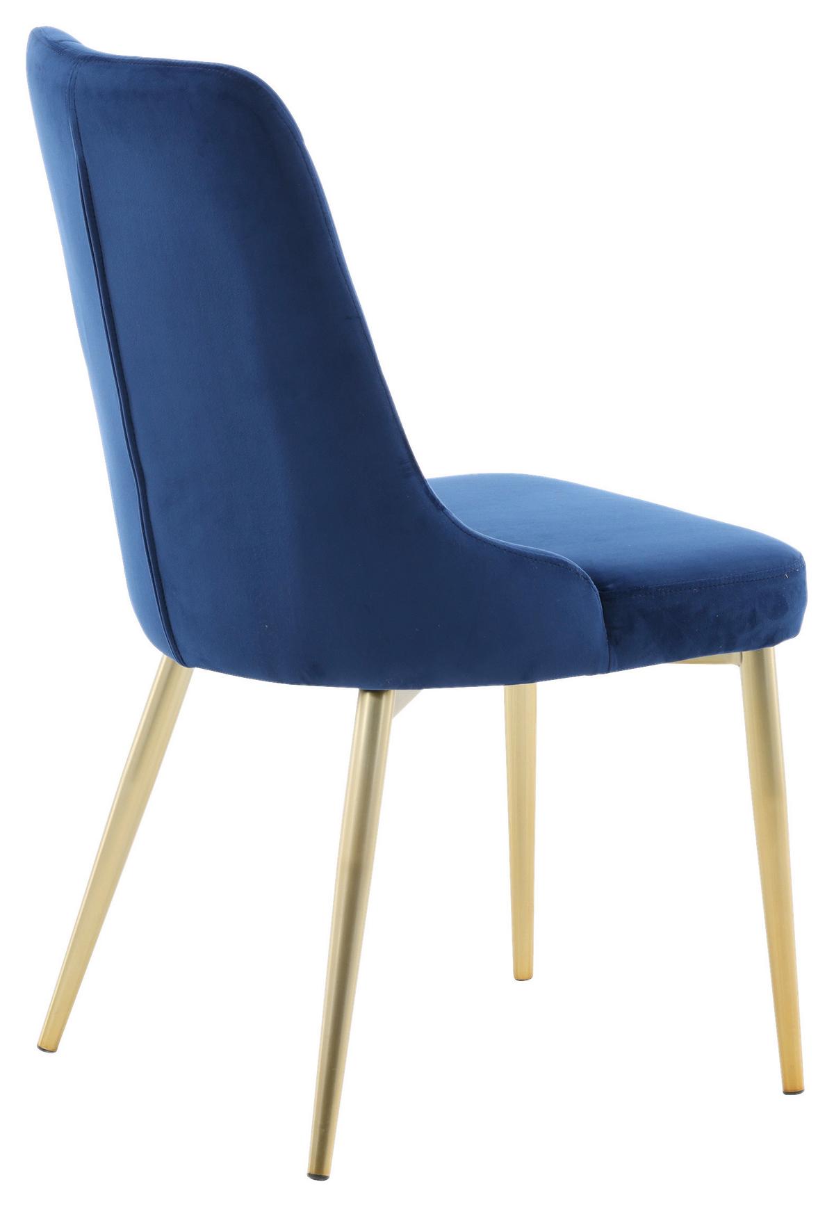 STUHL-SET VELVET DELUXE - Blau/Goldfarben, Design, Kunststoff/Textil (50/88.5/66cm) - Livetastic