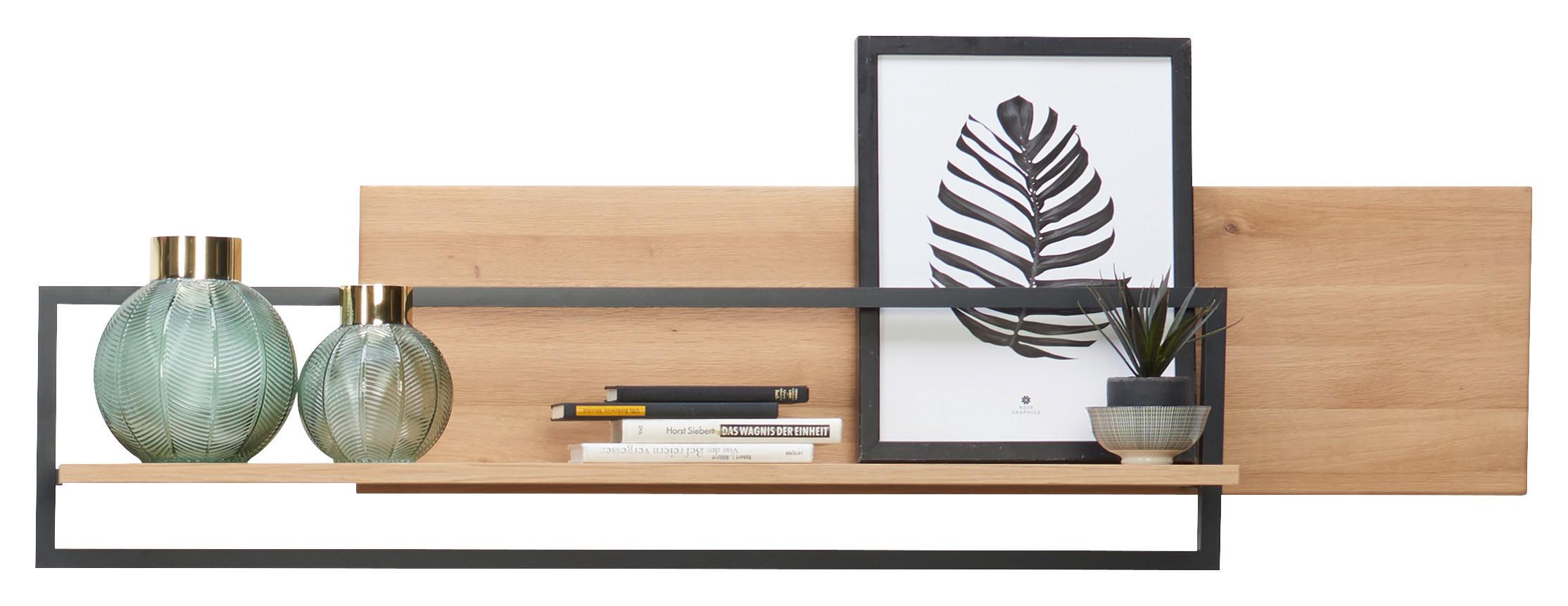 PÓŁKA ŚCIENNA BASTIA - kolor dębowy, Konventionell, metal/drewno (148/38/27cm) - Cantus